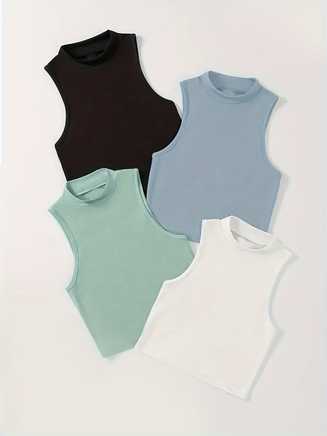 4 Pack Mock Neck Sleeveless Top for Summer Women
