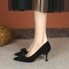 Bowknot Stiletto Heels Pointed Toe Dress Pumps Party Heels