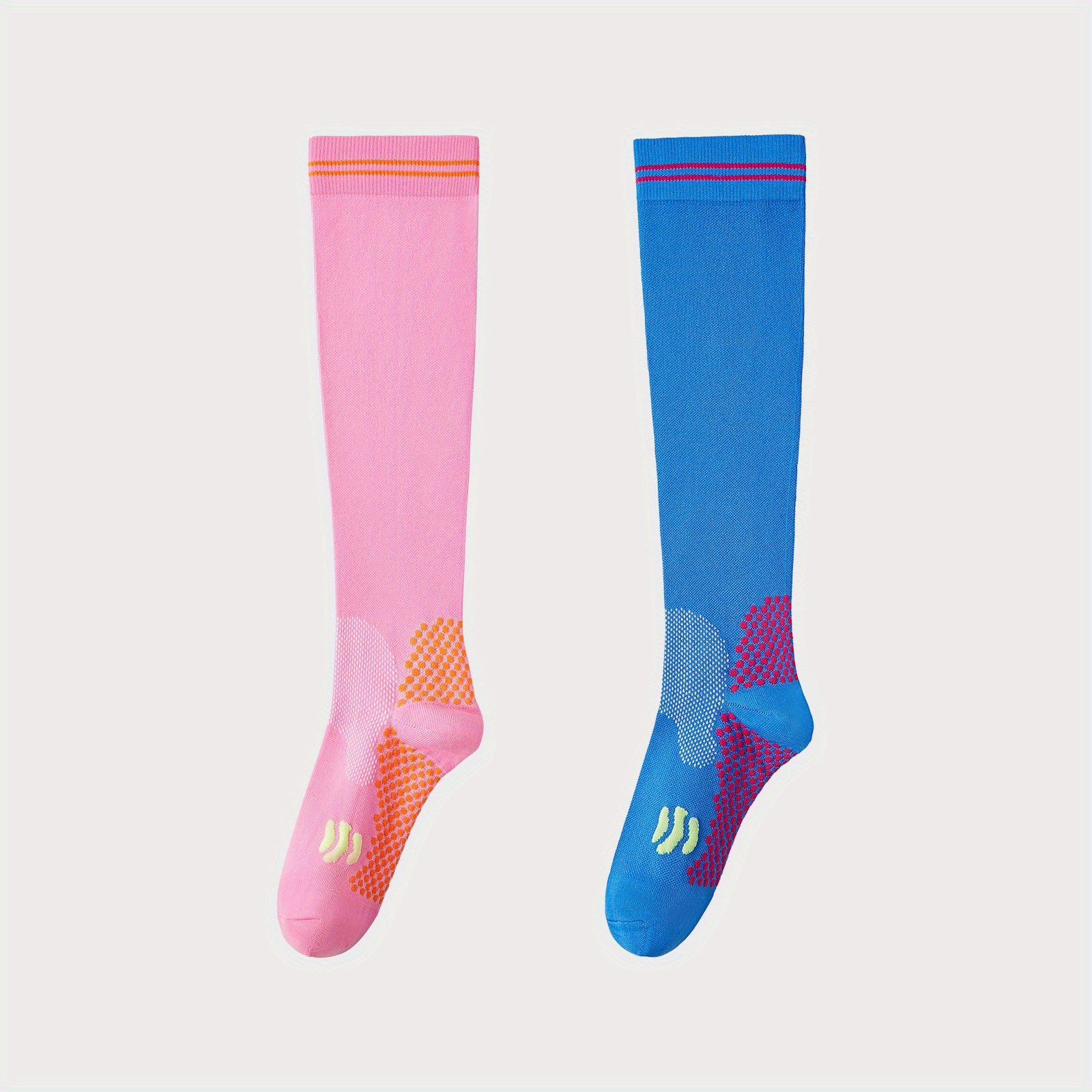 Striped Trim Calf Socks Sports Knee High Socks Women's Stockings