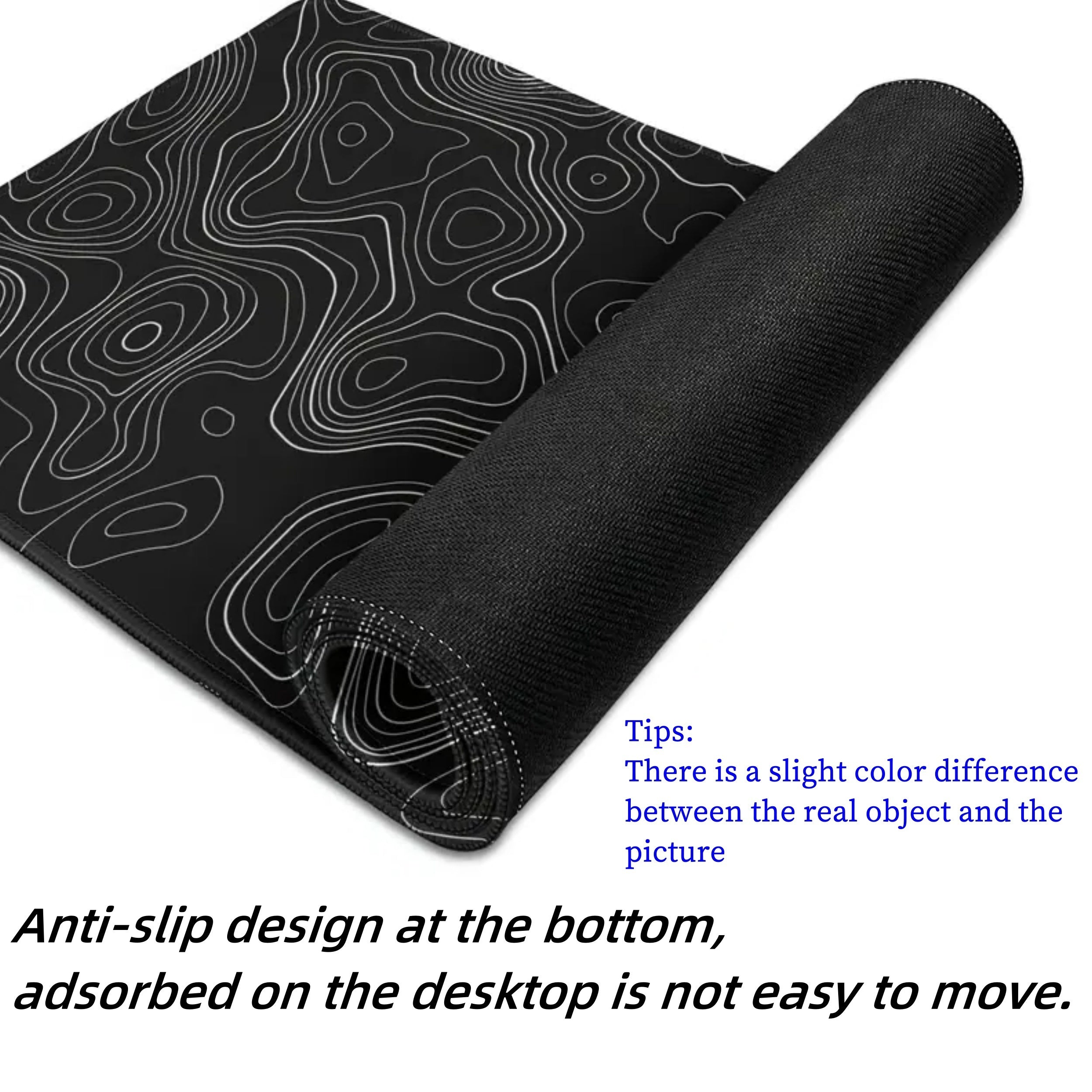 Abstract Terrain Line Outline Non Slip Mouse Pad - Washable Desk Mat