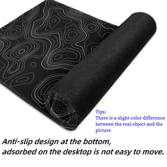 Abstract Terrain Line Outline Non Slip Mouse Pad - Washable Desk Mat
