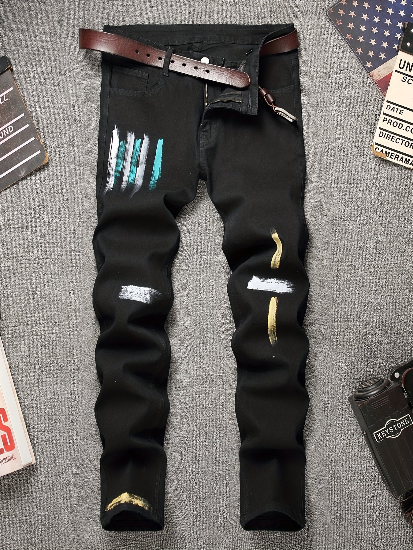Mens Slim Fit Stretch Denim Jeans Casual Street Style Pants