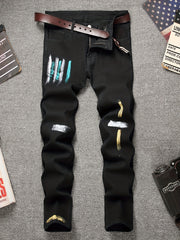 Mens Slim Fit Stretch Denim Jeans Casual Street Style Pants
