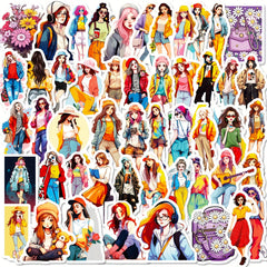 50pcs Waterproof Lady Stickers for Water Bottles Laptops Phones Skateboa