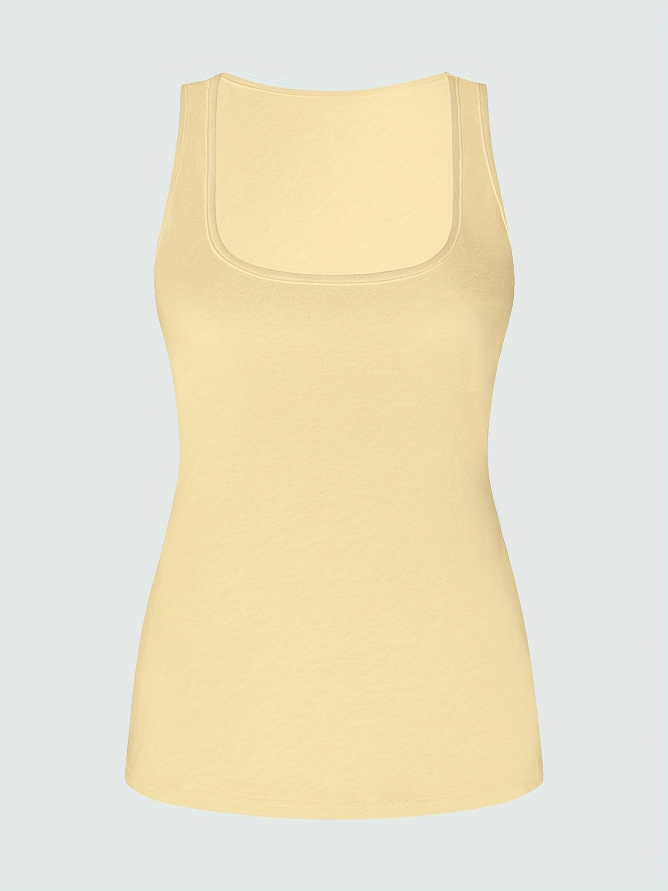 Solid Square Neck Tank Top Summer Women's Clothing
