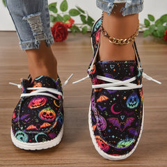 Colorful Pumpkin Print Slip-On Sneakers Lightweight Shoes