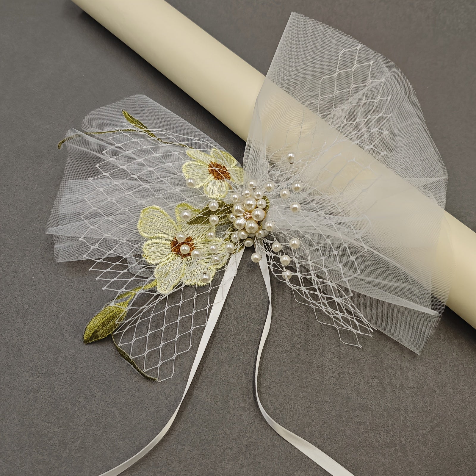 Floral Mesh Bridal Sleeve Covers with Wrist Corsage