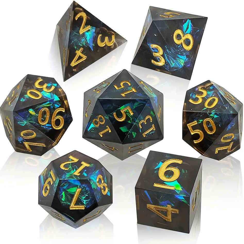 7pcs Resin Dice Tabletop Game Set Sharp Resin Dice