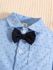 Baby Boy Gentleman Set Long Sleeve Shirt Romper Suspender Pants 2pc