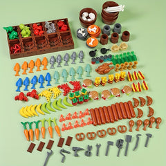 Food Building Blocks Hamburg Fries Chicken Hot Dog Fruit Accessories Toys