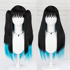 Gradient Double Layer Straight Wig Ponytail Cosplay Wig