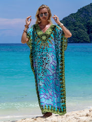 Boho Cover Up Women's Leopard Print Beach Cover Up Dress