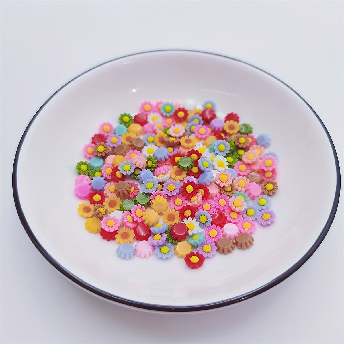 100pcs Mini Resin Flowers Cabochons Jewelry Nail Decorations DIY Arts Crafts