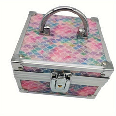 Travel Jewelry Box Aluminum Cosmetic Storage Box Makeup Organizer with Mirror