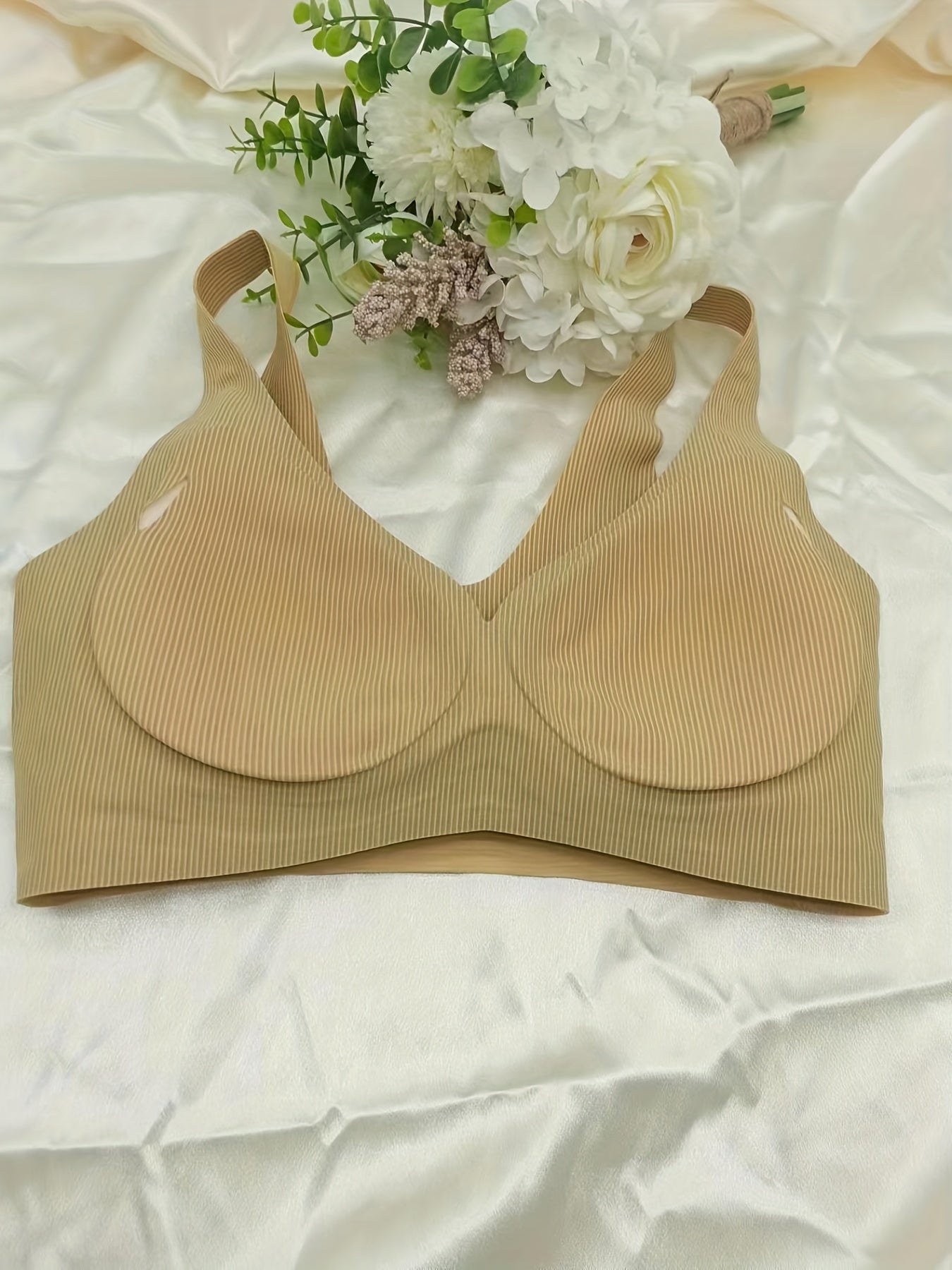 Striped Wireless Bra Comfy & Breathable Skin friendly Bra Women's Lingerie