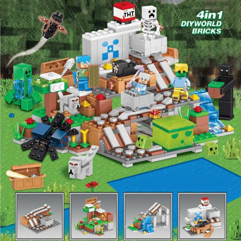 4 in 1 Mine Block Set - Build Your Own Scenes & Perfect Gift