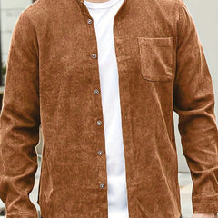 Men's Casual Long Sleeve Button Up Shirt with Chest Pocket