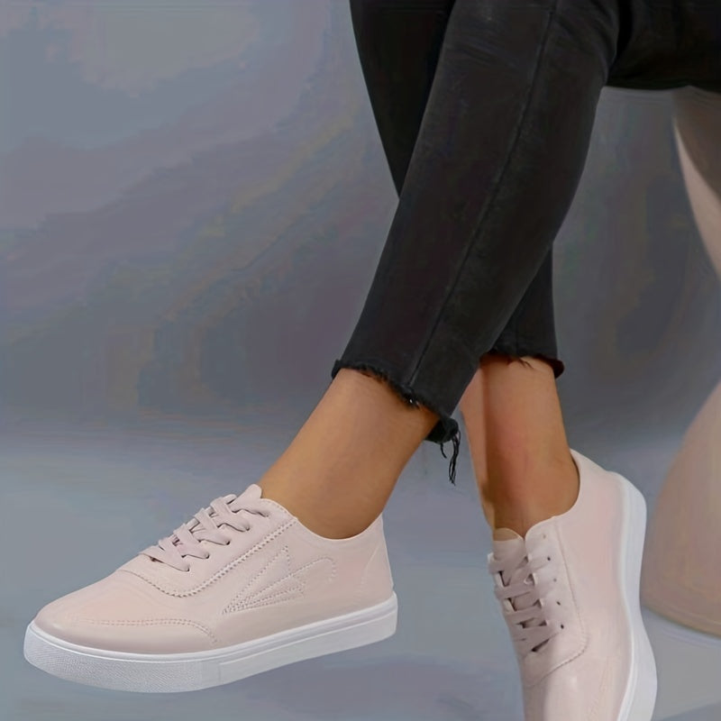 Umbrella Print Flat Sneakers Lace Up Round Toe Skate Shoes