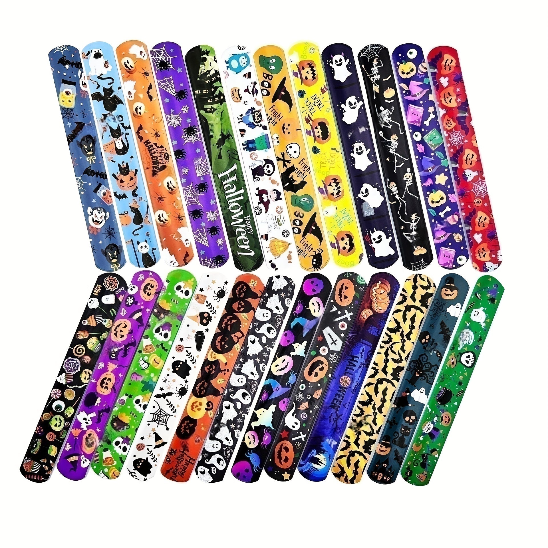 24PCS Halloween Slap Bracelets Spooky Party Wristbands Trick or Treat