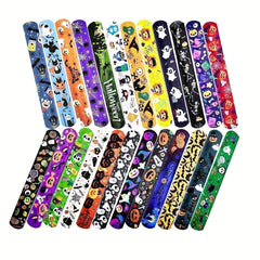 24PCS Halloween Slap Bracelets Spooky Party Wristbands Trick or Treat