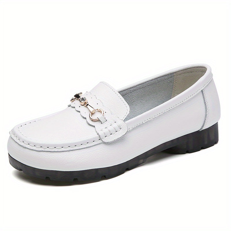 Women's Rhinestone Buckle Flat Loafers Slip On Shoes