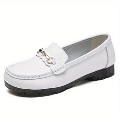 Women's Rhinestone Buckle Flat Loafers Slip On Shoes