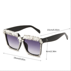 Oversized Rhinestone Decor Sunglasses UV400