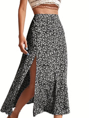 Floral Print Split Skirt for Spring & Summer