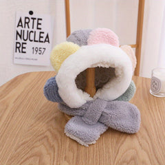 Colorful Sunflower Earmuffs & Winter Scarf for Girls