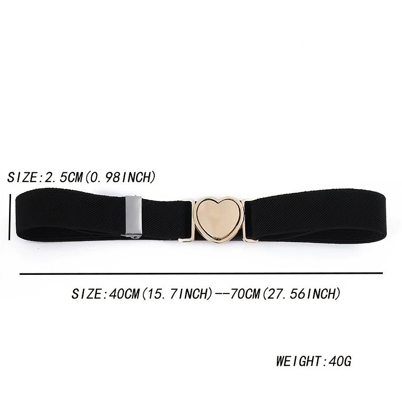 Kids Colorful Elastic Stretch Belts w/ Heart Shape Buckle