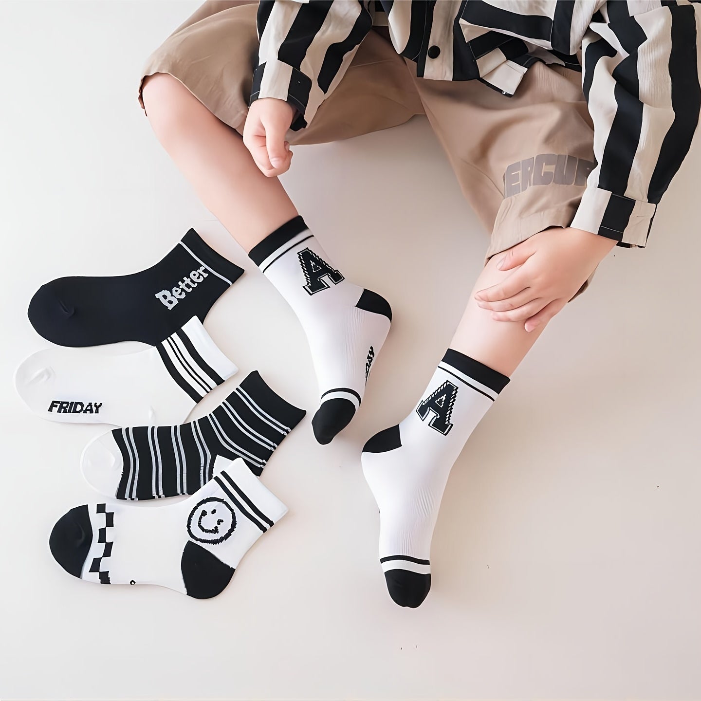 5 Pairs Kids Cartoon Printed Ankle Socks, Comfortable Skin-Friendly