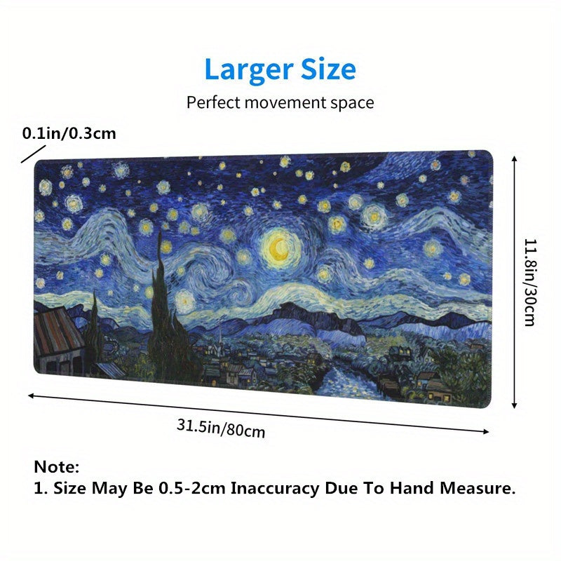 XXL Starry Night 3D Painting Mouse Pad Large Desk Protector
