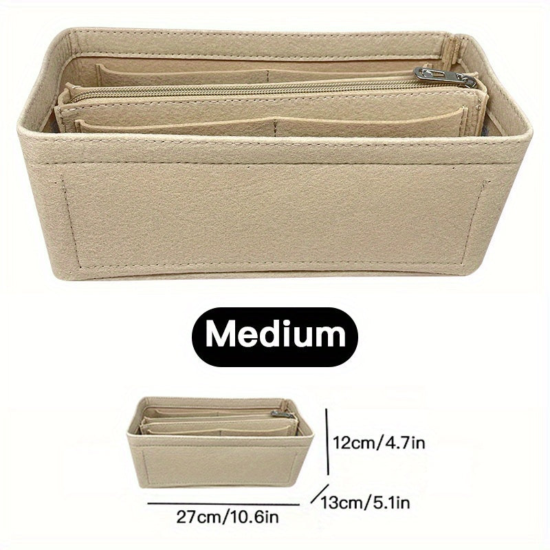 Pocket Organizer Insert Bag Felt Cloth Zipper Cosmetic Storage Bag