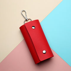 Unisex PU Leather Keychain Car Key Holder Snap Closure Bag Key Ring Pouch