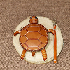 Handcrafted Tortoise Purse Wallet with Wrist Strap Zipper Closure Coin Purse
