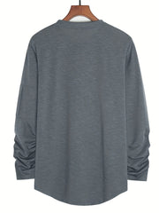 Men's Stretchy Long Sleeve T Shirt with Zipper Decor - Outdoor Style