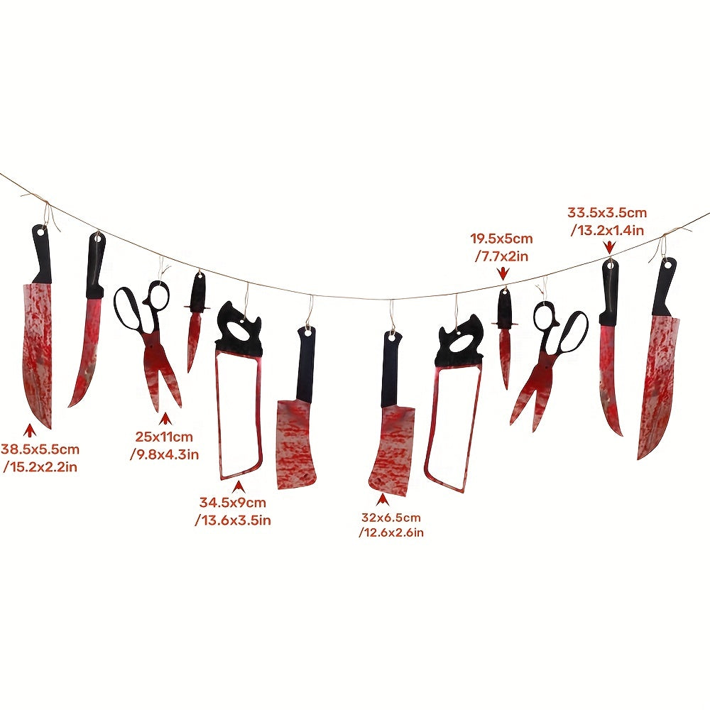 Halloween Banner Set Bloody Backdrop Garland Ghost Party Horror