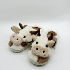 Men's Cartoon Cow Plush Lining Slides