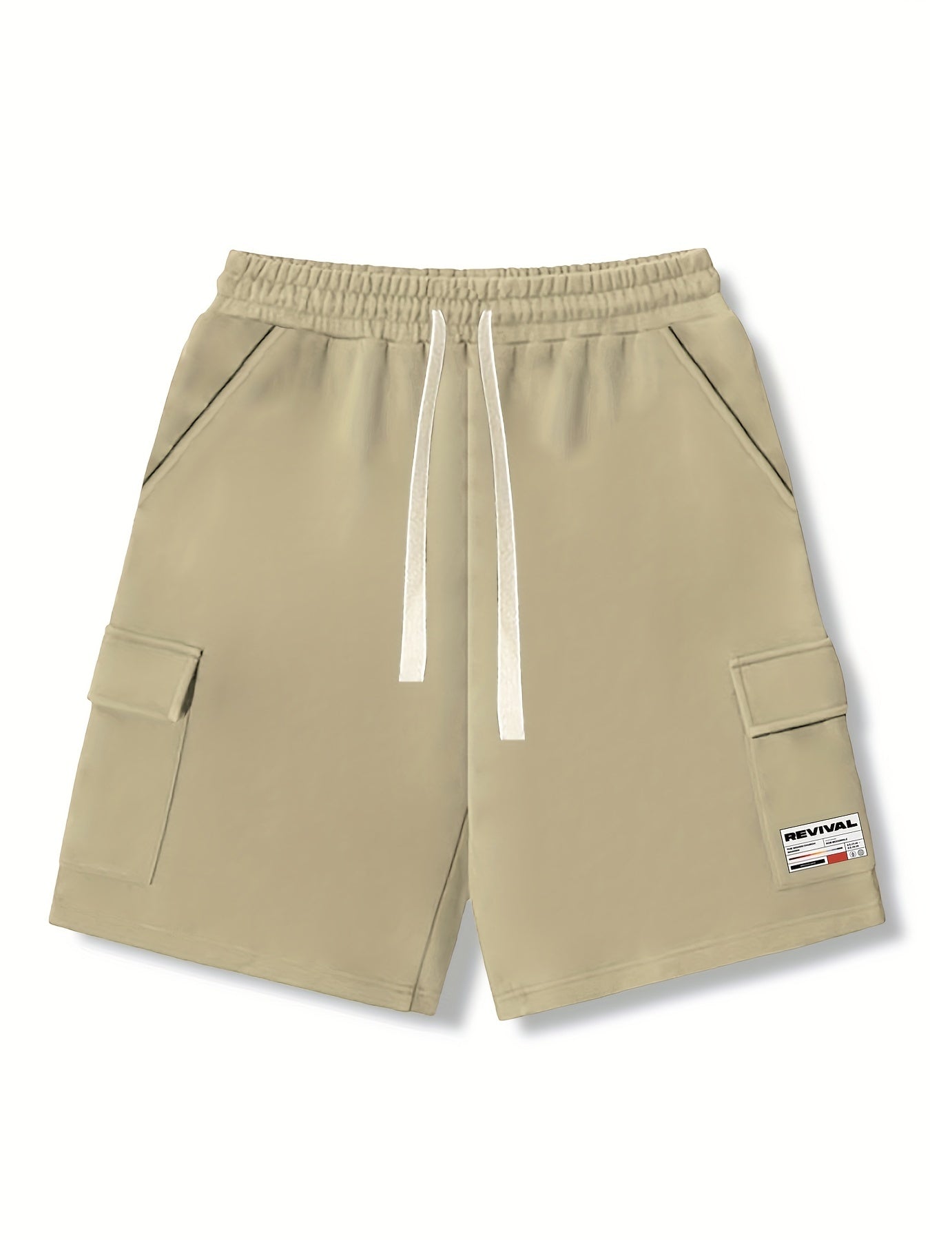 Men's Casual Cargo Shorts Solid Stretch Elastic Waist Drawstring