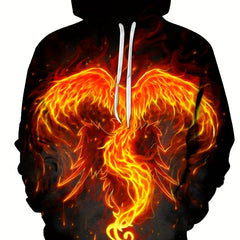 Men's 3D Phoenix Graphic Hoodie Stretchable Breathable Sweatshirt