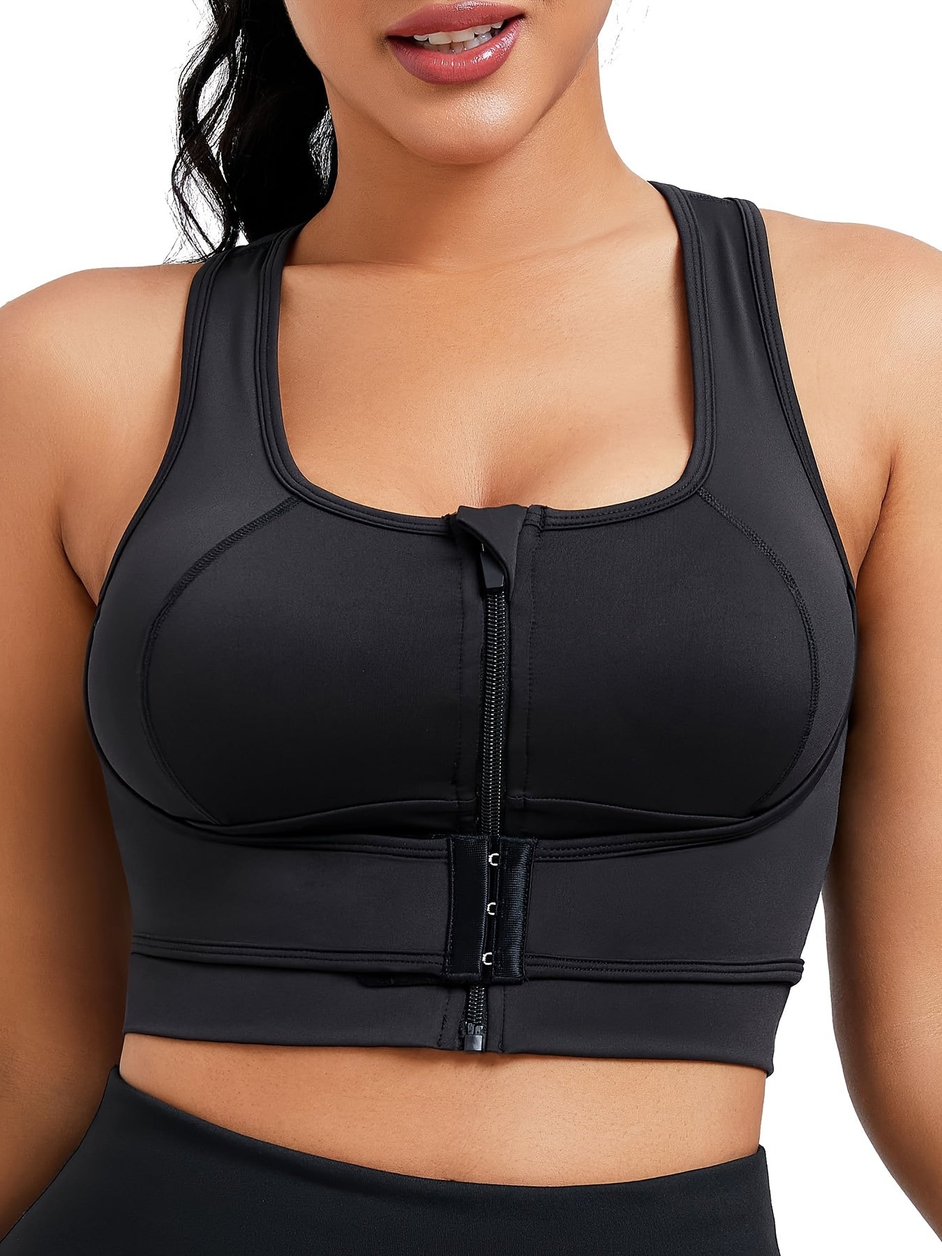 High Stretch Zipper Front Sports Bra for Women