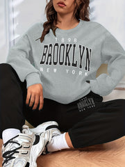 Casual Block Two piece Set Letter Print Sweatshirt & Sporty Jogger Pants