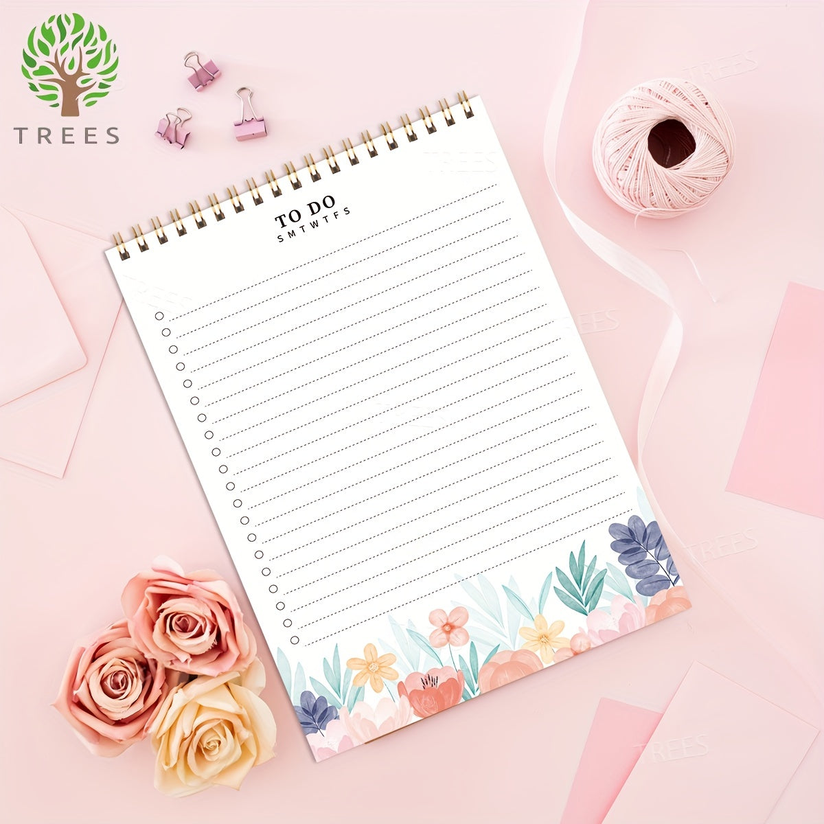 Watercolor Floral Daily Planner Notepad