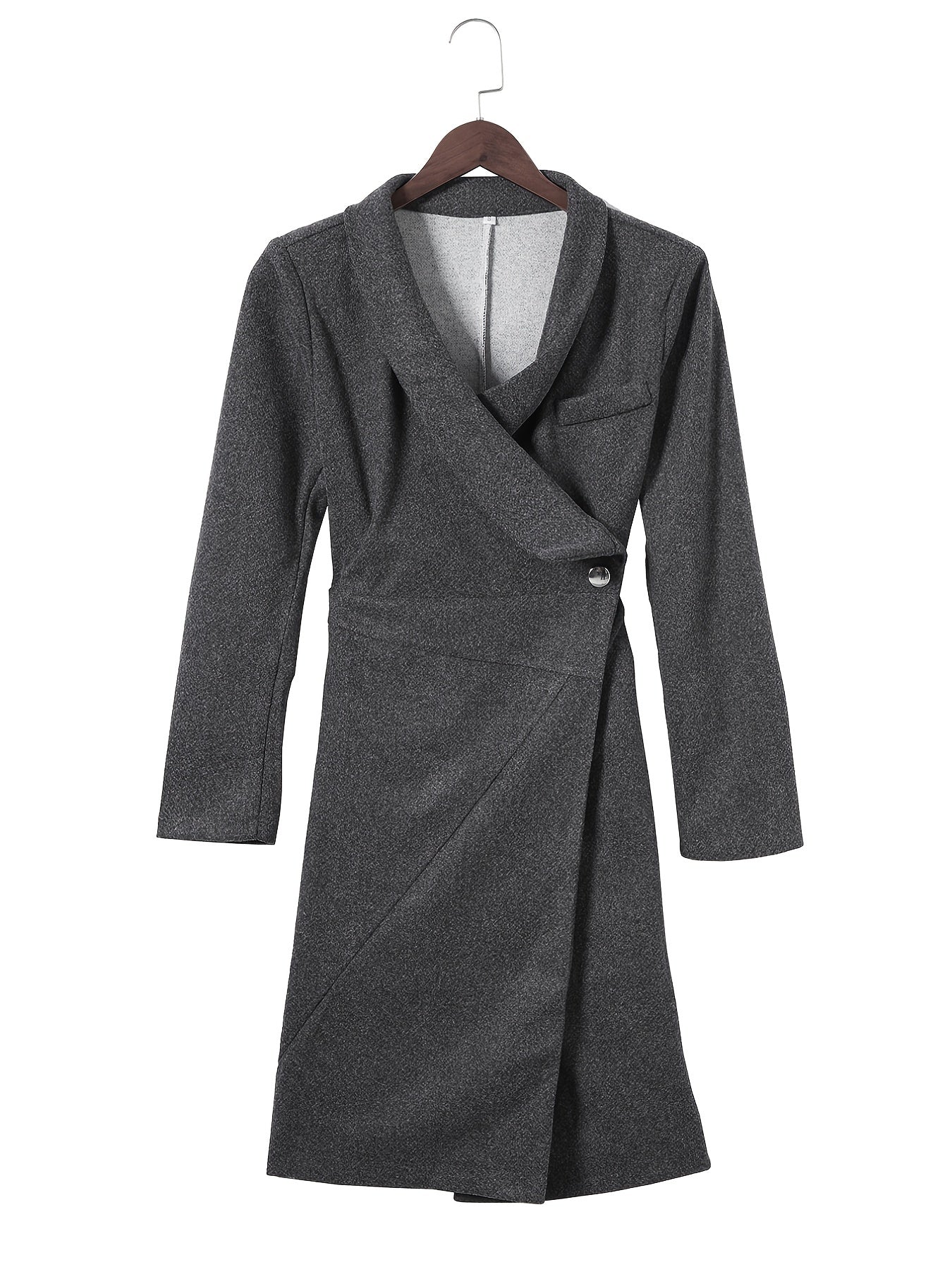 Solid V Neck Wrap Coat Fall Winter Jacket Women's Clothing