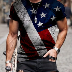 Men's American Flag Graphic T shirt 3D Print Crew Neck Tee Top For Summer