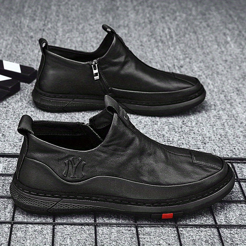 Men's Zipper Loafers Casual Slip-on Shoes