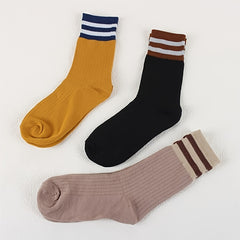 Striped Trim Mid Tube Socks Women's Sports & Casual Socks
