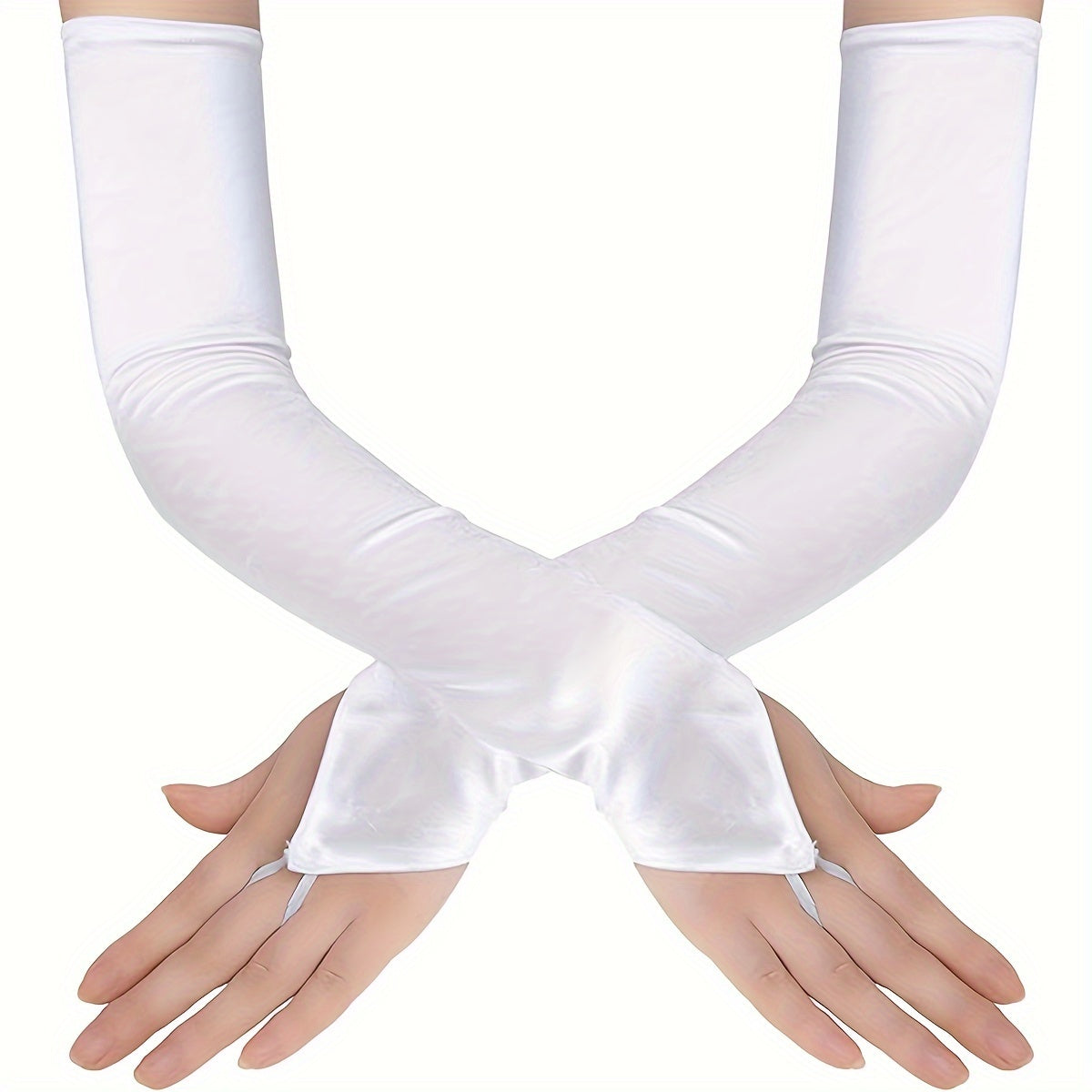 D EXCEED Women's Long Fingerless Sheer Gloves for Weddings and Events