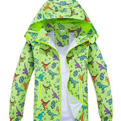 Boys Dinosaur Raincoat Jacket with Removable Hood