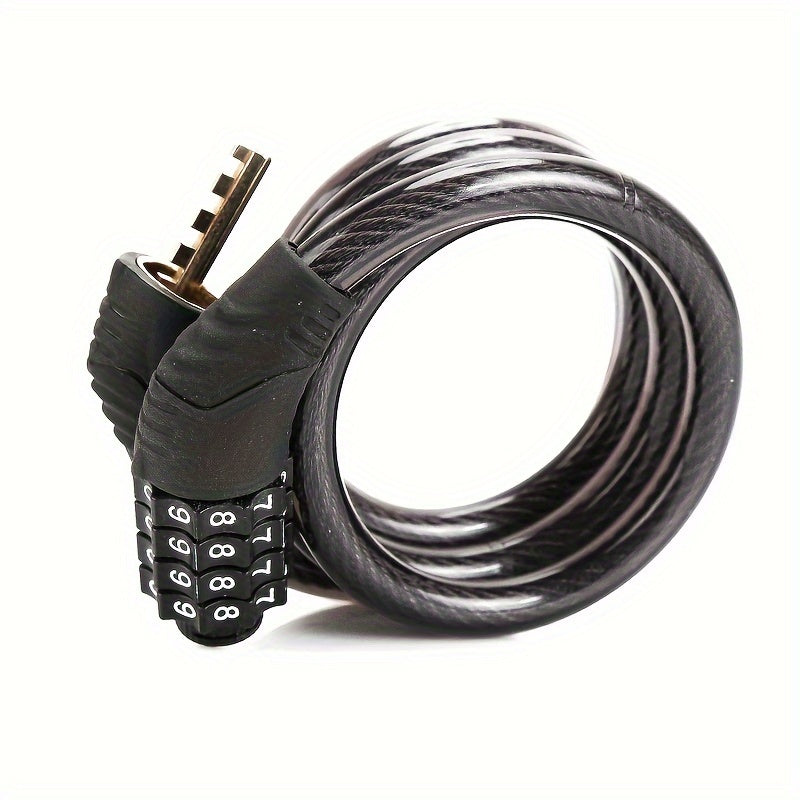 Mountain Bike 4-Digit Combo Lock Steel Wire Chain Cycling Equipment